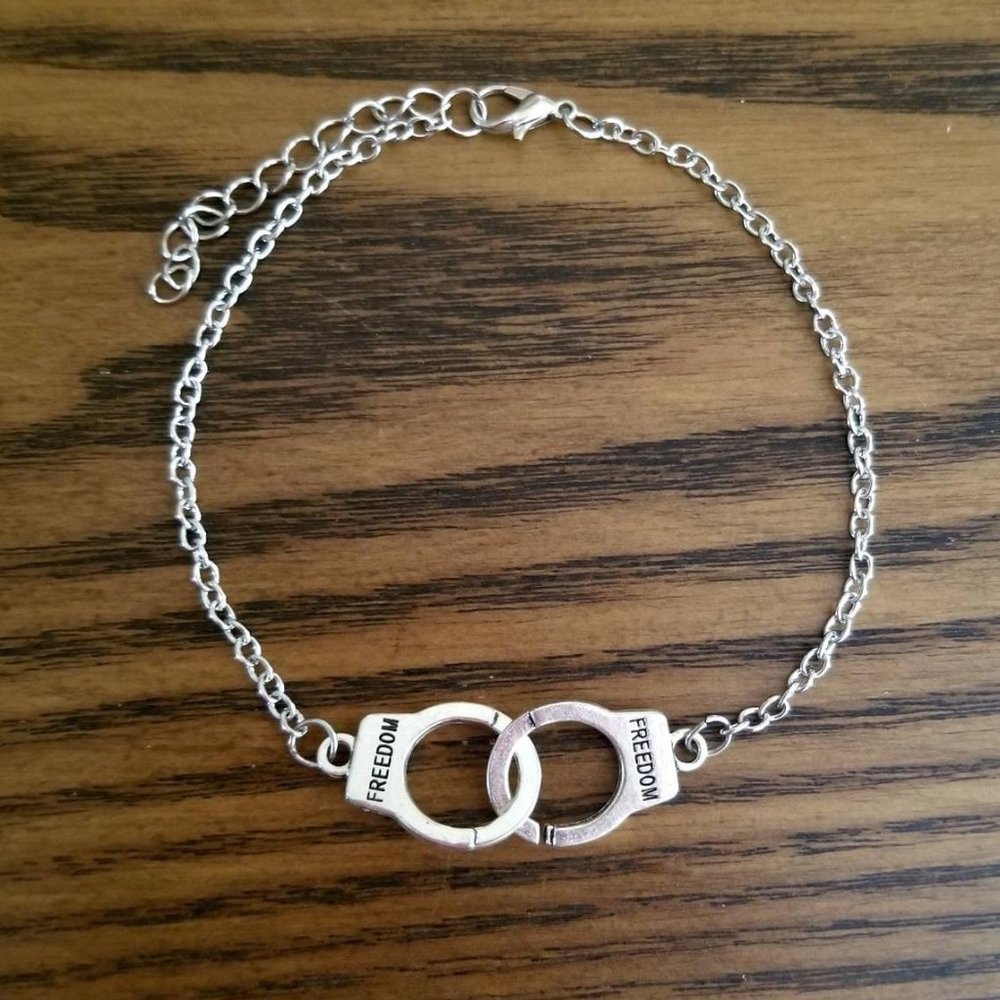 Silver Handcuffs Ankle Bracelet, Silver Anklet